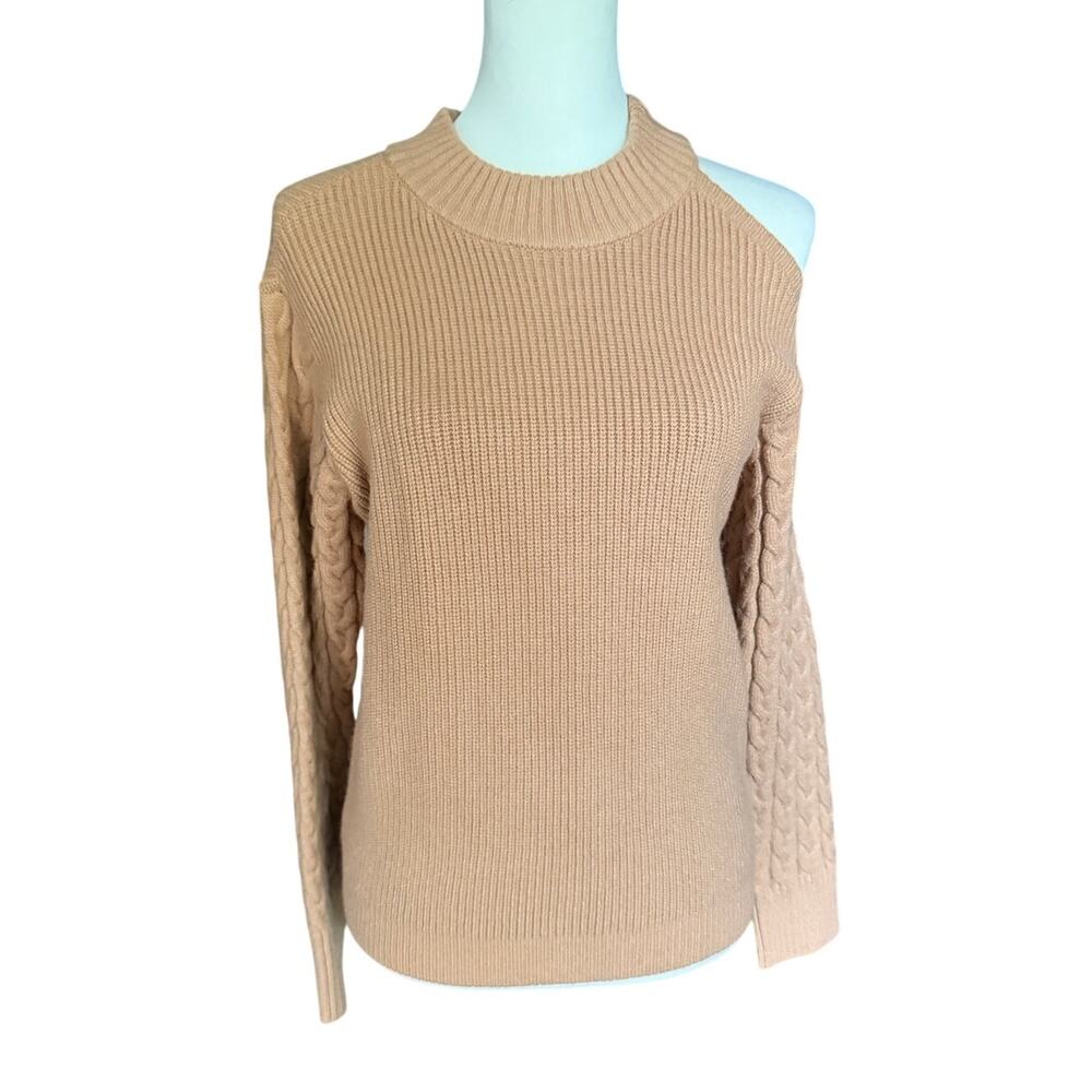 Skies are Blue Tan Sweater Cold shoulder XS
